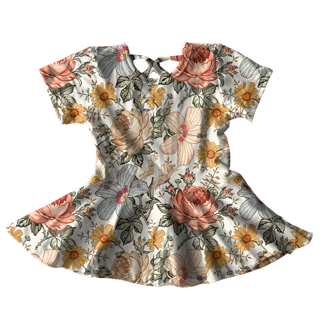 2021 модная винтажная рубашка с баской на спине с цветочным дизайном, летняя детская одежда, танцевальный трико для девочек 2, 3, 4, 8 лет