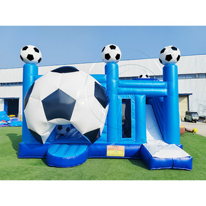 บ้านลมเป่าลมพีวีซีรูปทรงฟุตบอลพร้อมสไลเดอร์ บ้านเด้งดึ๋งเป่าลมสำหรับเด็ก - Product Image 1