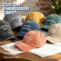 Casquette de baseball unisexe tendance, délavée, brodée, style vintage, 6 panneaux, ajustable, en coton, personnalisable