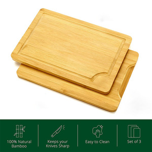 Ensemble <span class=keywords><strong>de</strong></span> 3 planches à découper en <span class=keywords><strong>bambou</strong></span> pour la cuisine Poignée facile à saisir Planches à découper épaisses pour les légumes à base <span class=keywords><strong>de</strong></span> viande Comprend des rainures <span class=keywords><strong>de</strong></span> jus pour - Product Image 3