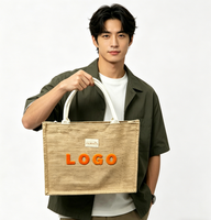 Sac en lin élégant avec logo personnalisé, motif écologique, grande capacité, sac en jute, sac de shopping, parfait pour les mariages et les cadeaux
