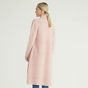 Cardigan en <span class=keywords><strong>laine</strong></span> mérinos <span class=keywords><strong>rose</strong></span> pour femmes, tricoté, Long,, automne, hiver, nouveau modèle - Product Image 4