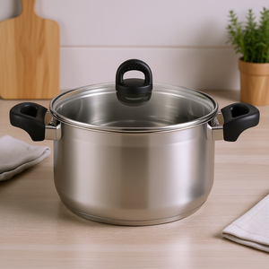 Meat <b>Pot</b> Tourmaline 5L With Glass Lid Stainless Steel <b>For</b> Roasting Cooking - Product Image 3