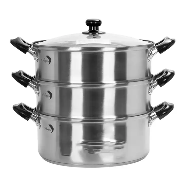 High Quality 430 stainless steel 3 layer cooking food steamer pot