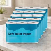 Papier toilette de haute qualité en pulpe vierge, extra doux, jetable, soluble, avec logo personnalisé OEM, rouleau de papier toilette pour salle de bain