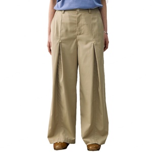 กางเกงขายส่งทรงคลาสสิกแฟชั่นลำลองใส่สบายทรงหลวมจีบสองชั้นสำหรับผู้ชาย กางเกงเดรสผ้าฝ้ายคุณภาพสูงสำหรับผู้ชาย - Product Image 2