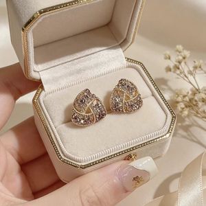 Diamond Encrusted Triangular Alloy Stud Earrings For Women Geometric Micro Insert Fashion Jewelry Zinc Alloy Ear Posts - Product Image 2