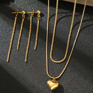 Nouveau Collier Ras du Cou Superposé en Acier Inoxydable avec Pendentif Cerise et Chaîne Torsadée, Plaqué Or 18K, Idéal pour Mariage, Fête, Cadeau, Ensemble de Bijoux - Product Image 4