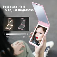 Mini miroir de maquillage pliant Portable lumières Led loupe poche compacte voyage miroirs de courtoisie esthétiques outils de maquillage