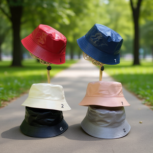 Cappelli a Secchiello in Pelle PU Completa Unisex Regolabili Taglia Unica per Uso Esterno e Moda - Product Image 2