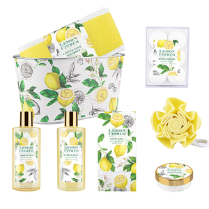 Spa en <span class=keywords><strong>casa</strong></span> cesta de regalo de limón de baño de lujo y Cuerpo Conjunto para las mujeres y los hombres contiene baño bomba hecho - Product Image 3