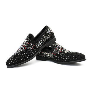Chaussures habillées décontractées pour hommes en daim et cuir véritable, imperméables, à enfiler, avec strass, idéales pour l'automne et les soirées – Meilleures ventes en gros - Product Image 1