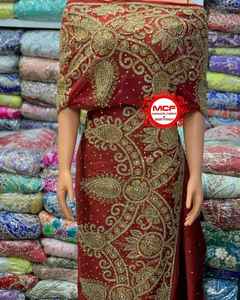 Tissu brodé à la main perlé mariée somali George Wrapper robes de soirée les plus vendues en dentelle incluses prêtes à l'exportation - Product Image 6