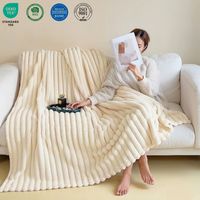 Couverture polaire épaisse en flanelle à rayures, personnalisée, en polyester, pour lit – Nouveauté très prisée