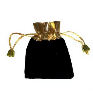 Sacs cadeaux en velours avec cordon de serrage de 2,8 x 3,6 pouces avec bordure dorée, pochettes pour petits cadeaux, bijoux, faveurs de mariage, Noël - Product Image 3