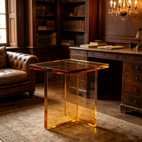 Nordischer Stil Bernsteinfarbener Transparenter Luxus Quadratischer Couchtisch Moderner Wohnzimmer Büro Acryl Beistelltisch