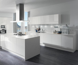 SANTOPOVA Modern High Gloss Lacquer Modular <b>Kitchen</b> Cabinet <b>with</b> <b>Storage</b> <b>Island</b> and Wall Units - Product Image 3