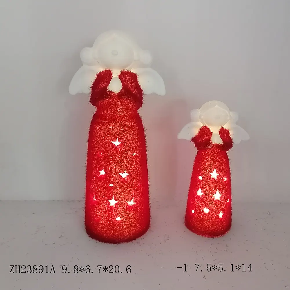 Benutzer definierte personal isierte Familie OEM ODM Keramik leuchten LED Weihnachts engel Puppe Ornamente