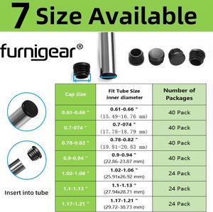 Bouchon rond en plastique, embout de tube, insert coulissant pour finition de meubles, bouchon de finition pour tube métallique rond, embouts pour pieds de meubles d'extérieur - Product Image 6
