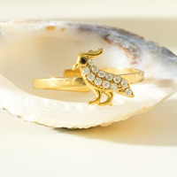 Bague ajustable en acier inoxydable plaqué or 18 carats, motif oiseau, mignonne et ludique, idéale comme cadeau