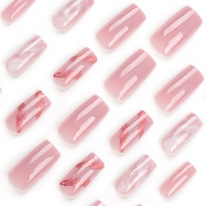 <span class=keywords><strong>Uñas</strong></span> Postizas Acrílicas Hechas a Mano, Estilo Minimalista <span class=keywords><strong>con</strong></span> Lámina Dorada <span class=keywords><strong>Rosa</strong></span>, <span class=keywords><strong>Uñas</strong></span> Postizas Largas y Cuadradas <span class=keywords><strong>con</strong></span> Base Degradada en <span class=keywords><strong>Rosa</strong></span> Nude y <span class=keywords><strong>Blanco</strong></span> - Product Image 3