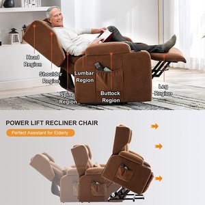 Sillones Reclinables Eléctricos para Personas Mayores con Masaje y Calefacción, Sofá Reclinable con Posición Eléctrica Infinita, Almohada Lumbar y Reposabrazos - Product Image 5