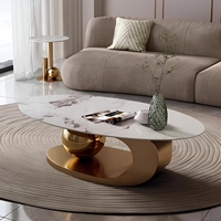 Table basse ovale nordique de luxe moderne pour salon, grande taille, design boule de thé, mobilier de maison en métal