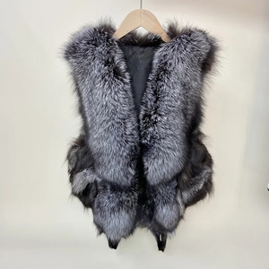 Damen Winter Warm Fox Pelzmantel Natürliche Flauschige Ärmellose Weste Jacke, Kurze Luxus Kunst pelz Oberbekleidung für kaltes Wetter - Product Image 1