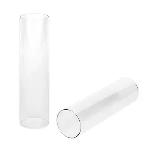 Supply Clear Glass Cylinder Hurricane Candle Holder Open Ended Glass Covers For Wedding Decoration