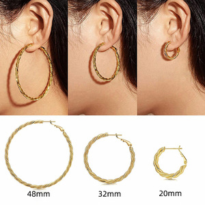 Orecchini a Cerchio Irregolari da Donna, Grandi Orecchini a Cerchio per Uso Quotidiano e Feste, Gioielli alla Moda - Product Image 2