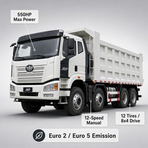 Camion benne minier 8x4, 12 pneus, capacité de charge 30T, conduite à gauche, benne hydraulique arrière pour projets de construction et de carrière - Product Image 1