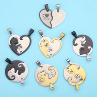 Collier pendentif cœur divisé assorti pour couples et meilleurs amis, collier breloque puzzle, cadeau Saint-Valentin et d'amitié, vente en gros