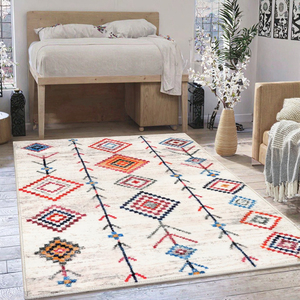 Tapis moderne imprimé en 3D à motif floral et Kelim aztèque, lavable et antidérapant, idéal pour lit Queen ou chambre d'étudiant - Product Image 3