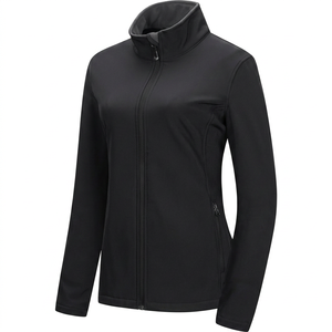 Veste softshell pour femme avec logo personnalisé, polyester/coton, coupe-vent, imperméable, respirante, col montant, fermeture éclair, vêtements de travail d'extérieur - Product Image 1
