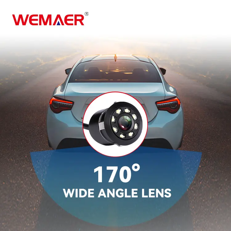 Wemaer Oem Wide Angle CVBS Metal LED Light Parking Monitor Night Vision Car Reversing Aid HD Mini Backup Camera