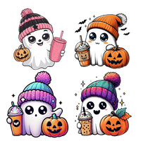 Transferts thermiques personnalisés pour Halloween, prêts à poser sur t-shirts, transferts sérigraphiques, logos thermocollants pour sacs