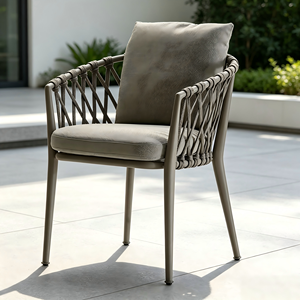 Nordic Rope Rattan aluminum Waterproof Dinning <b>Chair</b> Patio Restaurant Aluminium <b>Stackable</b> Outdoor <b>Dining</b> <b>Chair</b> for Garden hotel - Product Image 6