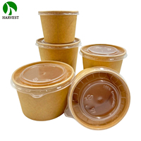 Harvest KR Series 8/10/12/16/18/24 oz Bols à soupe et gobelets alimentaires modernes en papier jetables avec revêtement PE pour emballage à emporter