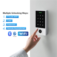 Sistema de Control de Acceso para Puertas con Teclado Inteligente WiFi, Lector de Tarjetas RFID 13.56Mhz IC, Resistente al Agua para Uso en Exteriores, con App TTlock y Contraseña
