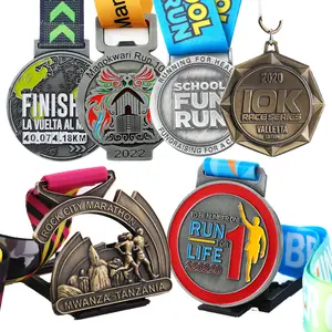 100% Factory Direct Customised Zinc Alloy 3D Antique Gold Award Race Trail Running Racing Medals Custom Metal Sports Medal