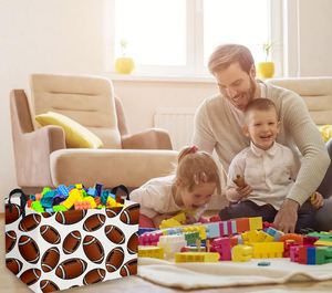 Panier de rangement rectangulaire pour enfants, thème rugby, avec poignées, pour la décoration de chambre, idéal pour garçons - Product Image 3