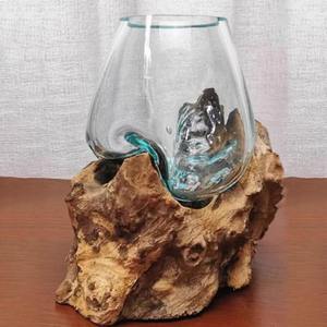 Vetro fuso su legno scultoreo interno/esterno pianta terrario vaso elegante Design unico <span class=keywords><strong>per</strong></span> ufficio soggiorno festa regalo - Product Image 5