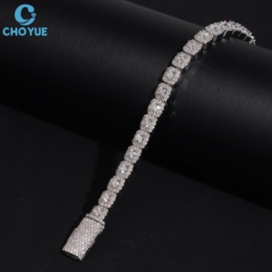 Pulsera de Plata de Ley S925 con Halo Cuadrado de Moissanita VVS, Joyería Hip Hop de Moda, Bañada en Rodio, Pulsera de Moissanita Cúbica - Product Image 3
