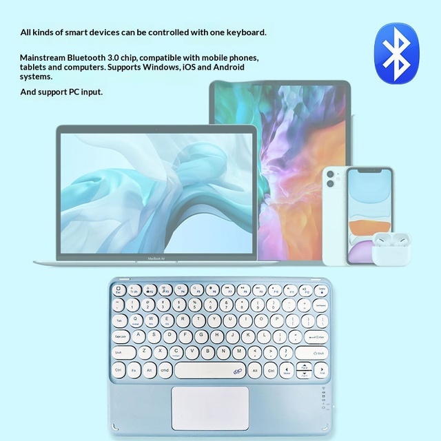 9.7-11 Inch Bluetooth Ultra Slim Keyboard Compact Wireless Layout with Number Pad & Arithmetic Keys