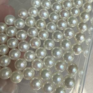 Venta al por mayor de perlas sueltas de alta calidad AAAAA 7-9mm blanco fuerte brillo forma redonda agua de mar Akoya perla MOQ bajo joyería de perlas finas - Product Image 3