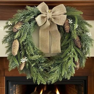 Christmas Home Decor Handmade Fireproof Eco-Friendly Plastic <b>Door</b> Hanging Artificial Bows Christmas Balls Flower Garland Wreath - Product Image 2