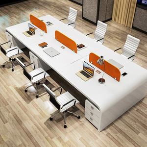 Postazione <span class=keywords><strong>di</strong></span> <span class=keywords><strong>Lavoro</strong></span> per Ufficio con Divisorio per 6 Persone, Moderna e Modulare, Open Space per 4 Persone - Product Image 1