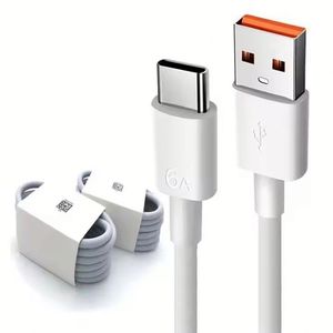 สาย USB C คุณภาพสูง 3 ฟุต 6A ชาร์จเร็วพิเศษ สาย Type C สีขาวดำ 1 เมตร สายดาต้าสำหรับโทรศัพท์มือถือ - Product Image 1