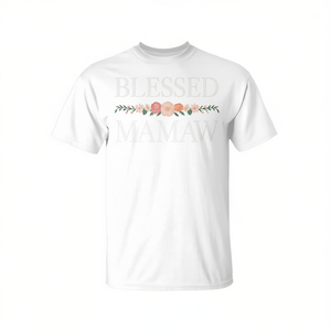 Camiseta Blessed Mamaw con diseño floral, camisa blanca con cuello redondo - Product Image 2