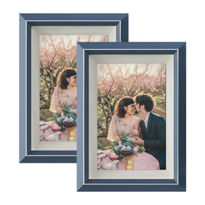 Artworld Présentoir en verre acrylique à motifs bleus modernes <span class=keywords><strong>4x6</strong></span> pouces pour photos Formats horizontaux et verticaux pour montage mural et sur table - Product Image 1